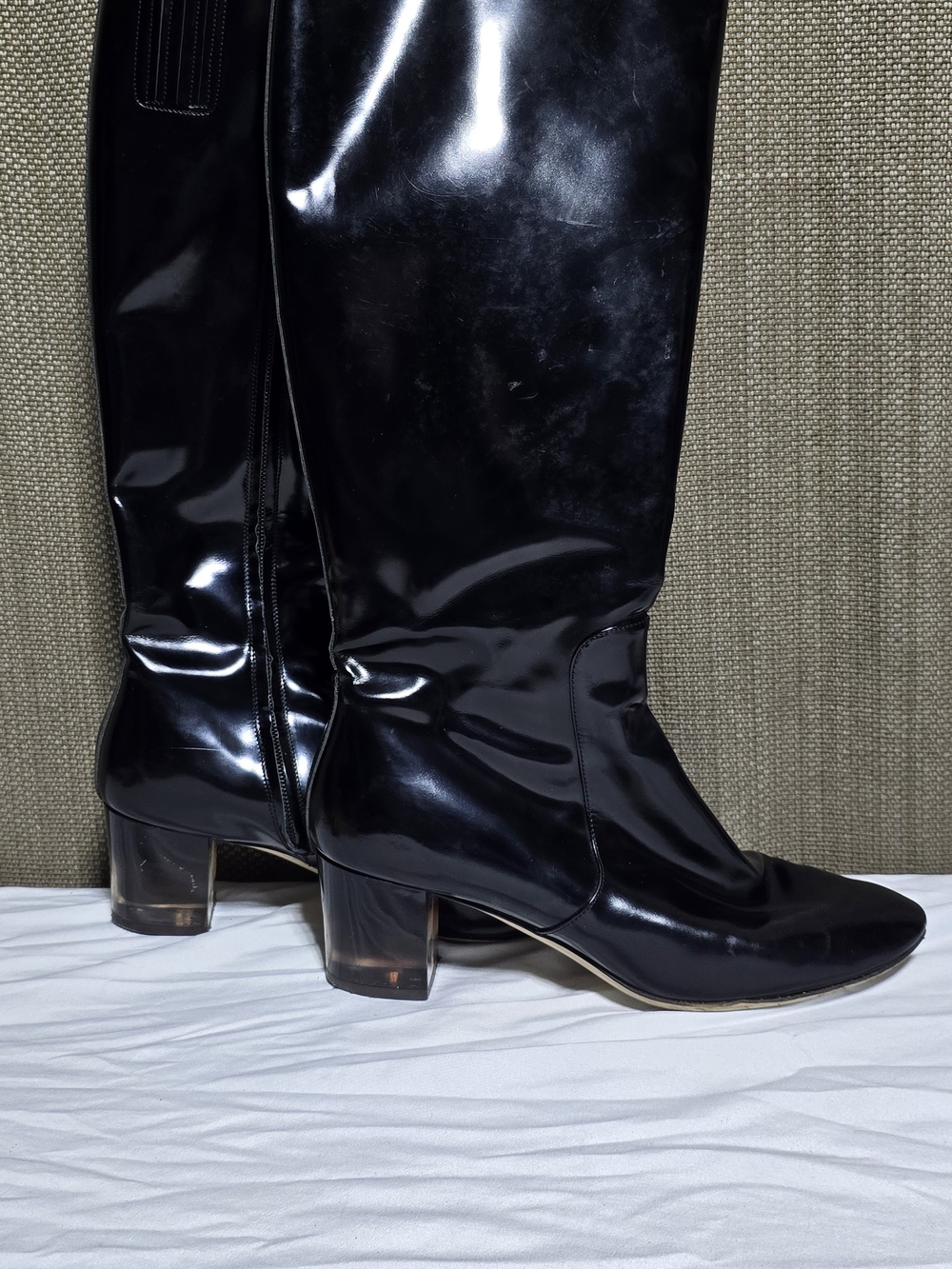 Salvatore Ferragamo Black Leather Knee High Boots 9.5B Made in Italy